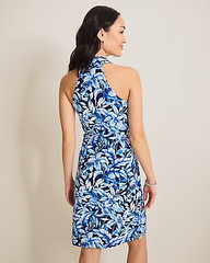 Tommy Bahama Sandy Floral Fresco Halter Dress UPF 30 Build in Bra Size Small