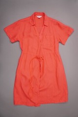 ATHLETA Playa Linen Short Sleeve Wrap Dress Women Size 8 Coral Pockets 798394