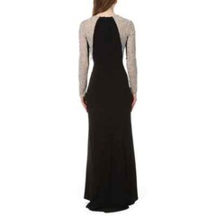 Xscape Black Nude Silver Crystal Beaded Gown Size 8P $278