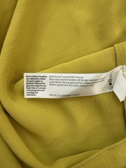 Eileen Fisher Yellow Solid V-Neck Tie Back Short Sleeve Shift Dress S/P
