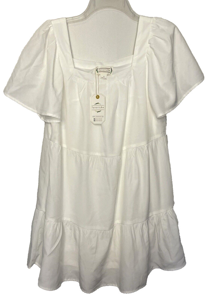 Loveriche square neck Puffy Sleeves Tiered Summer Dress Size Small NWT
