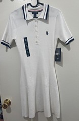 U.S. Polo Assn. Collared Knit Shirt Dress Embroidered Logo Button White S