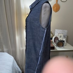 Hatley Chambray Shift Dress | Coastal Preppy | Stripe Piping | Sleeveless Sz Lg