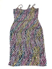 Absolutely Love It Spaghetti Strap Bodycon Dress Neon Animal Stripe Size S