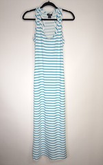 Stella Cruz White Blue Striped Maxi Racerback Tank Dress Size Medium M