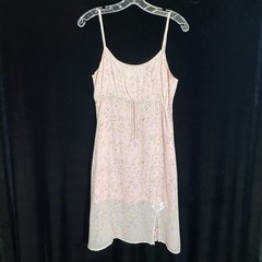 Vintage Y2K 90&rsquo;s Babydoll Dress Papillon Pink Floral Sheer Fairy Lace Slip S