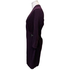 Calvin Klein Dark Purple Knit Dress Long Sleeve Minimalist Office Siren Midi L
