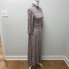 Samsoe Samsoe Fritta Dress Maxi Choco Aster Floral Micro Print Womens XS Retro