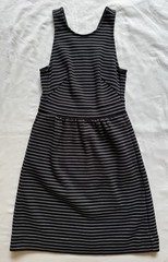 Madewell Fit&Flare Dress Black/White Striped XS Scoop Neck Sleeveless Zip Heavy