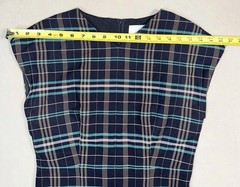 BOSS Hugo Boss Daela Plaid Sheath Dress 4 Navy Teal Cotton Stretch Career EU 36