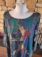 Tendency Dark Green Patterned/multi Layered Shift Dress Size L BNWT