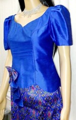 Cambodia Traditional Beautiful 3Pieces Woman 100% Silk 2Blouse & Skirt SizeSmall