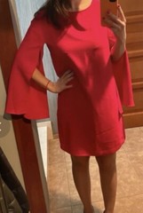ZARA Red Tunic Split Bell Sleeves Shift Dress Sz S