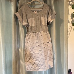 Tracy Reese Women’s Small Light Gray Mixed Media Colorblock Dress