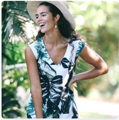 Jams World A-Line Swing Dress « Moon Palm » Sz M