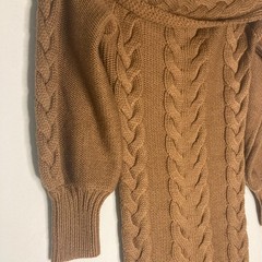 Revolve Michael Costello Celestia Off Shoulder Cable Knit Dress Tan Size Small
