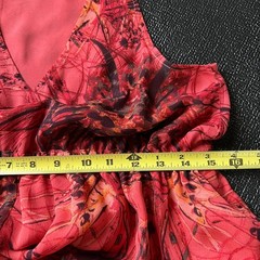 Hinge Red Silk Abstract Floral High Low Maxi Dress Sleeveless S Boho Flowy Chic