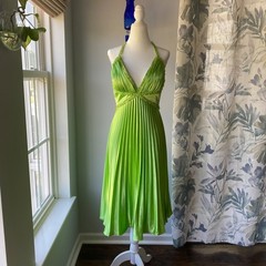 Vintage Y2K Beaded Sequin Flowy Midi Fairy Dress Prom 8 Whimsy Mermaid Formal