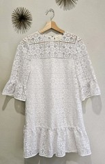 Kate Spade White Scalloped Lace Flounce Shift Dress Women Size 2