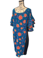 Zimbest Creations designer African dress rose print gold studded dress size XL