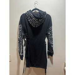 NWT AKIRA Black Pearl Embellished Lace Up Side Hoodie Dress Women&rsquo;s S/M