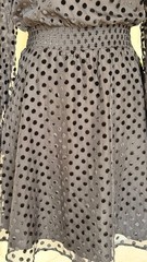 NWT On 34th Black Polka Dot Burnout Mini Dress Size M Sheer Long Sleeve Smocked