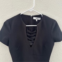 LIKELY Judd Criss Cross Mini Dress Black Bodycon V-Neck Short Sleeve Siren 4