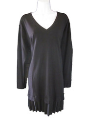Crea Concept Womens Size 46 Black Long Sleeve Tunic Dress Cotton Modal V Neck