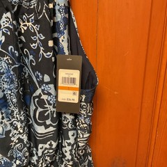 Falling Flowers Blue White Floral Mock Neck Sleeveless Dress Size S NWT