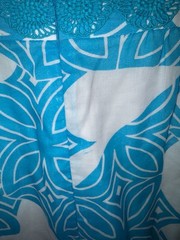 Trina Turk Aqua Blue Geometric Breezeway Tile Print Empire Waist Cotton Dress
