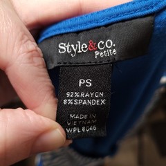 Style & Co. Striped Cropped Top Solid Blue Bottom Front Sleeveless Petite Small