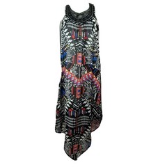 NY COLLECTION Multicolored Beaded Neckline Sleeveless Sheer Lined Dress Size M