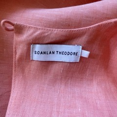 SCANLAN THEODORE Coral Dress AU 12 US 8 Linen Midi As New Tangerine Turban Twist