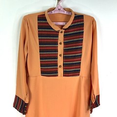 Vintage Suhayla Style Abaya Middle Eastern Maxi Dress Womens Size M Coral Orange