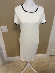 Bebe Ribbed Knit Ringer Dress, XL, Pristine White