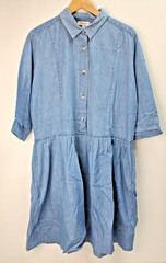 Ladies Albaray Button Down Denim Blue Dress UK 16 3/4 Sleeve J3175