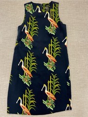 Ann Taylor Factory Navy Shift Dress with Green & Yellow Leaf Print