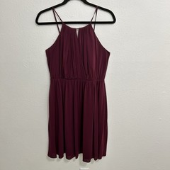 J. Crew Burgundy Sleeveless Pleated Blouson Short Fit Flare Dress Size 6 Party