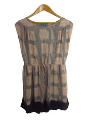 LIL Anthropology Womens 8 100% Silk Peach Gray Sleeveless Tunic Shirt Dress