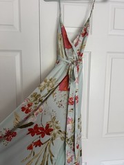 Lulus Floral Satin Wrap Maxi Dress V-Neck Strappy Adjustable M Zip