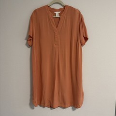 H&M Women’s V-Neck Light Coral Tunic Style Short Sleeve Dress Sz M