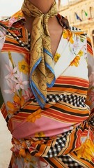 Scanlan theodore *Campaign* Rare silk scarf houndstooth wrap dress AU 8 US 4