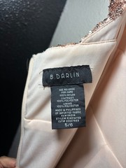 B Darlin Copper Sequin Spaghetti Strap Formal Gown Slit 5/6 Prom *Sm Flaw.