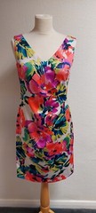 Ascot Shift Multicoloured Sleeveless Dress Size 10 Uk
