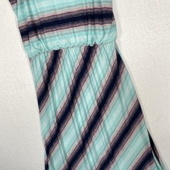 Maurices 24/7 Teal Striped Maxi Dress Sz M Sleeveless Coastal Boho Summer V-Neck