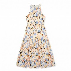 Joie 60% Cotton 40% Silk Abstract Print Tiered Halter Maxi Dress | Dry Clean