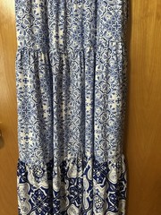 Express Women’s Blue White Mediterranean Spaghetti Strap Tie Maxi Pockets S
