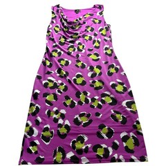 Worthington Purple Abstract Animal Prt Cowl Neck Sleeveless Sheath Dress Office