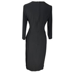 Eliza J Black Feminine Tulip Hem 3/4 Sleeve Dress Size 10 FauxWrap Chic Cocktail