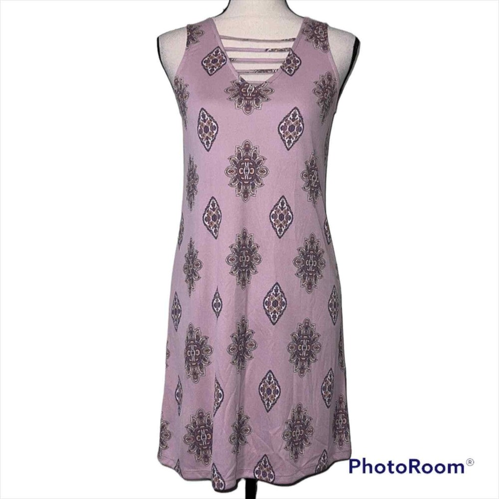 Pink Republic sz small junior’s solid strappy trapeze dress lilac paisley print